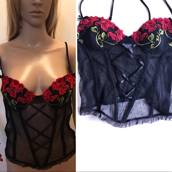 Embroidered rose bustier with adjustable straps Medium - Picture 3 of 9